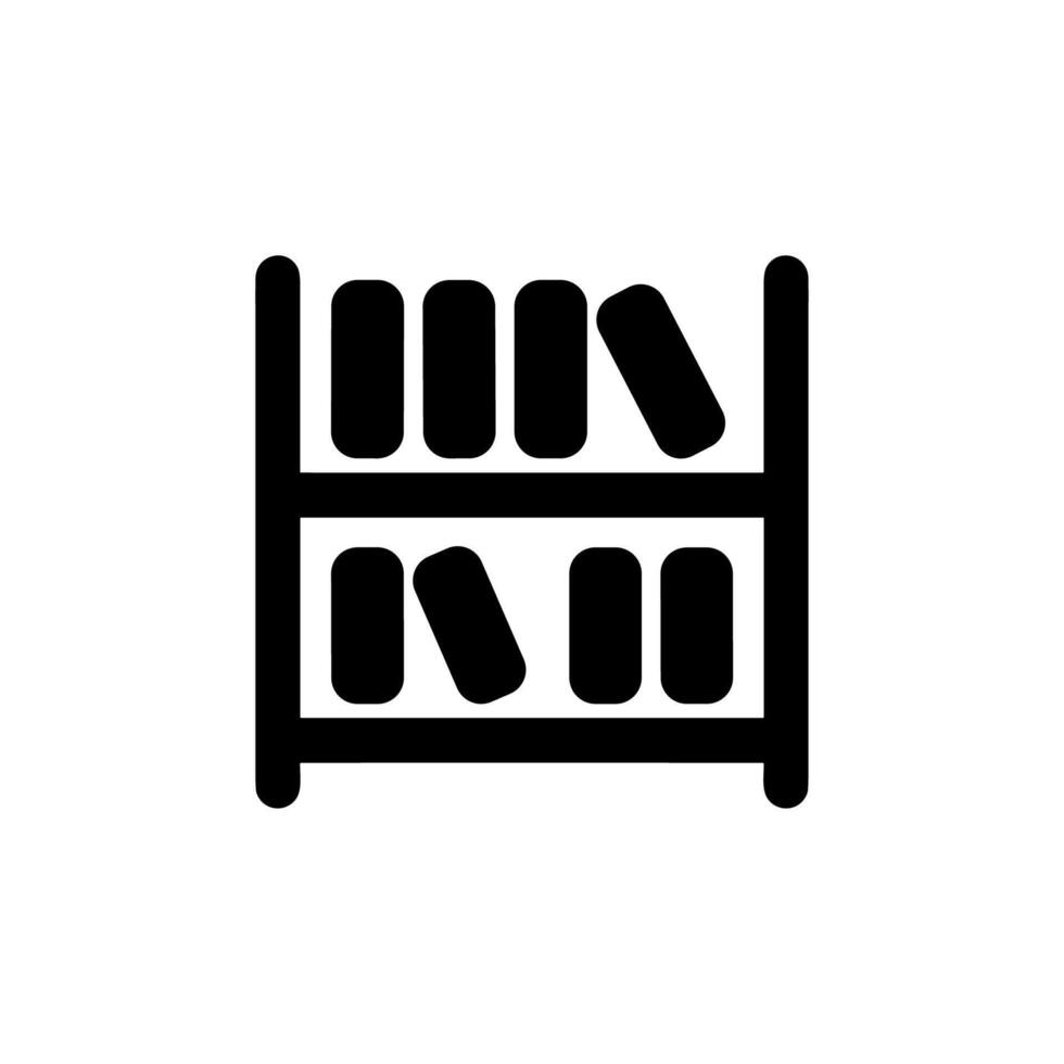 Minimalist Outline Bookshelf Simple Rack Icon Symbol Graphic Element vector