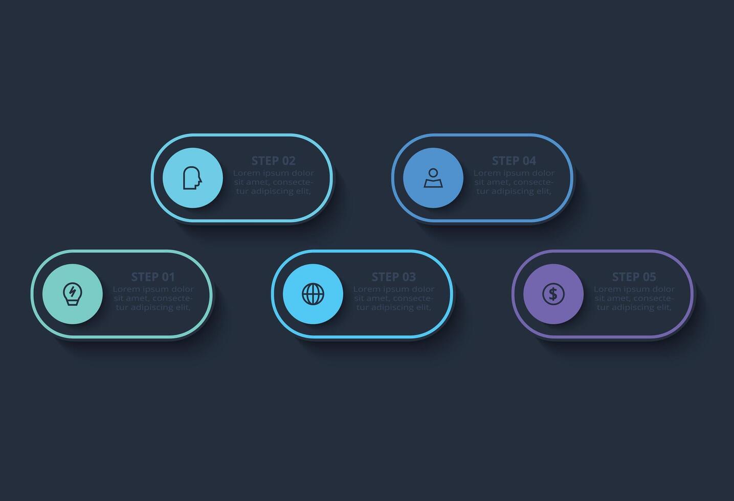 elementos de grafico, diagrama con 5 5 procesos. proceso cuadro. vector