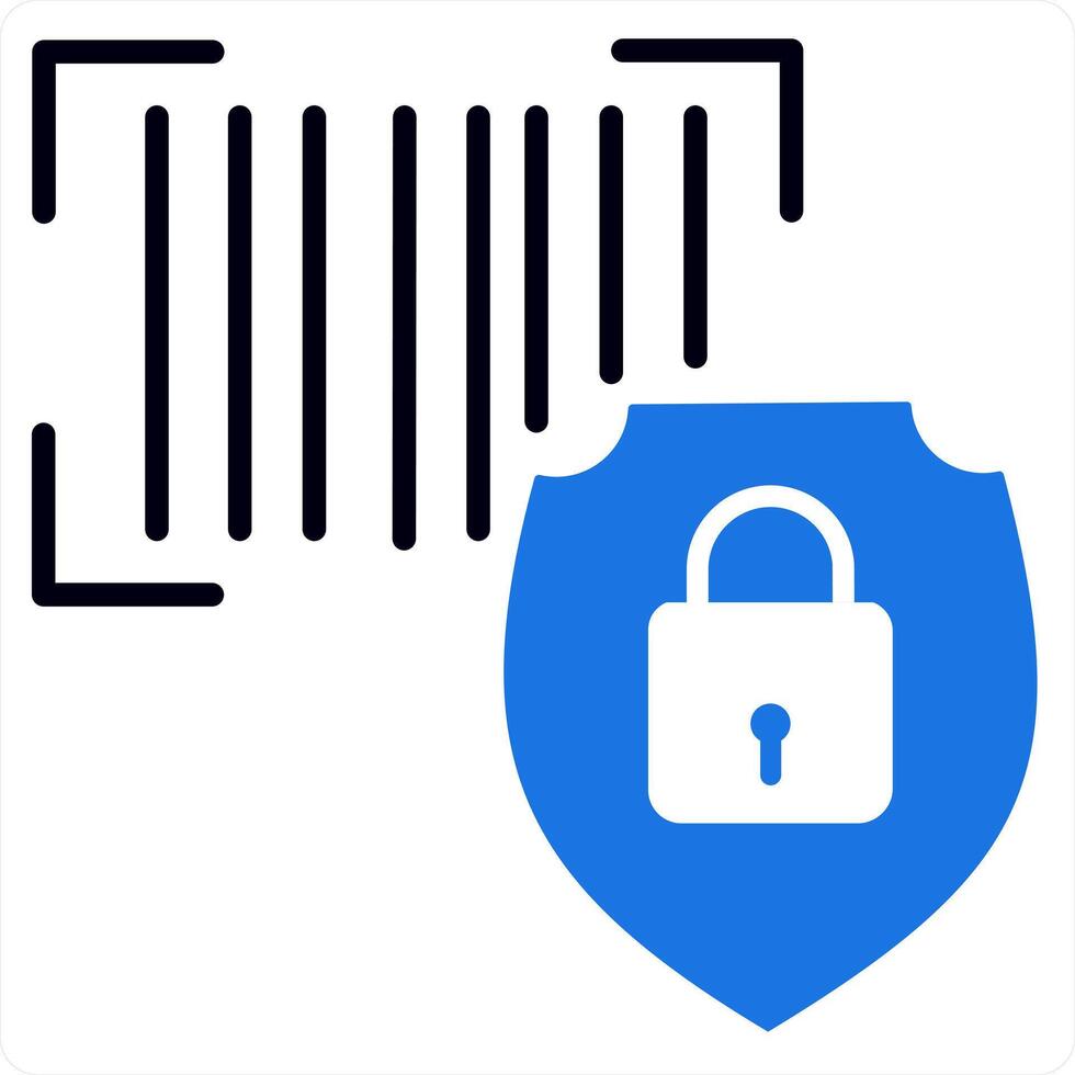 Bar Code Security icon concept in blue line color vector