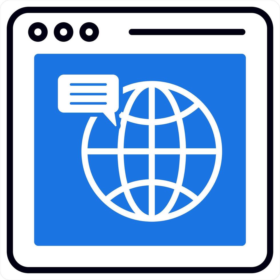 Web Browser icon concept in blue line color vector