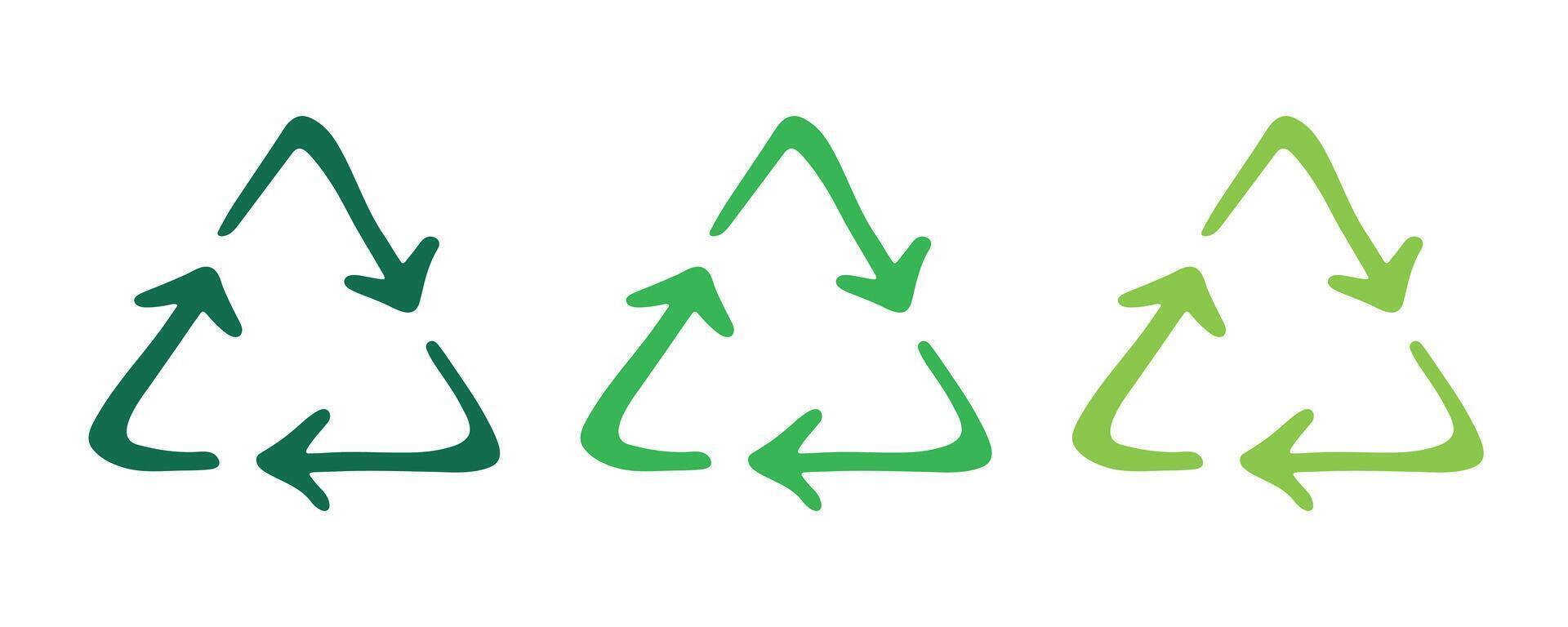 motion reuse Hand drawn recycle arrow icon Recycling resources symbol Reuse of materials, zero waste, green environment, saving the planet vector