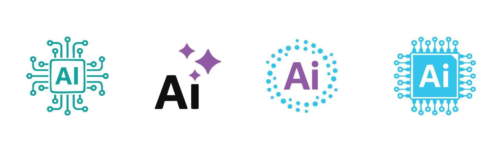 Artificial Intelligence Technology Icons Collection vector