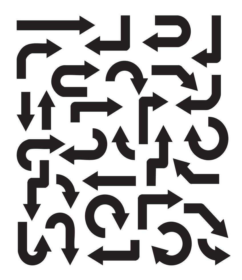 Diverse Collection of Black Arrows for Direction and Navigation vector