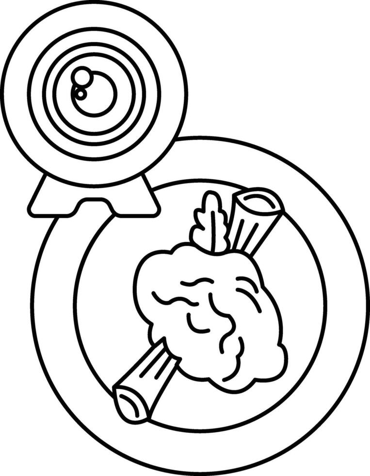 A white plate with a brain and a camera on it vector