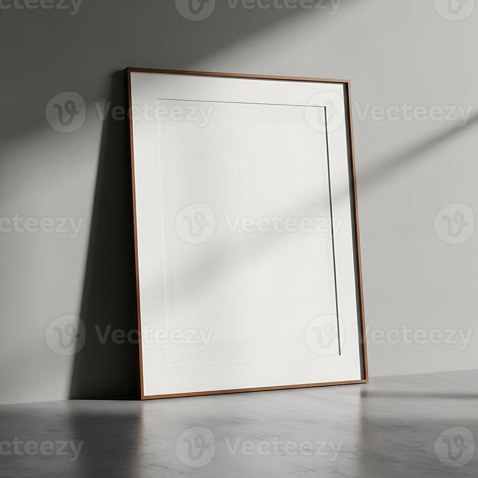 Blank Art Mockup With Angular Shadow Effect On Frame photo