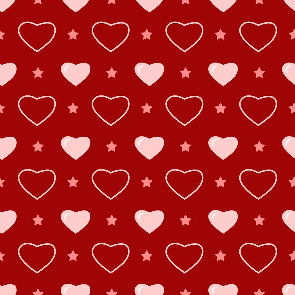 Seamless pattern with hearts on a red background. Valentine's Day. Wrapping paper vector