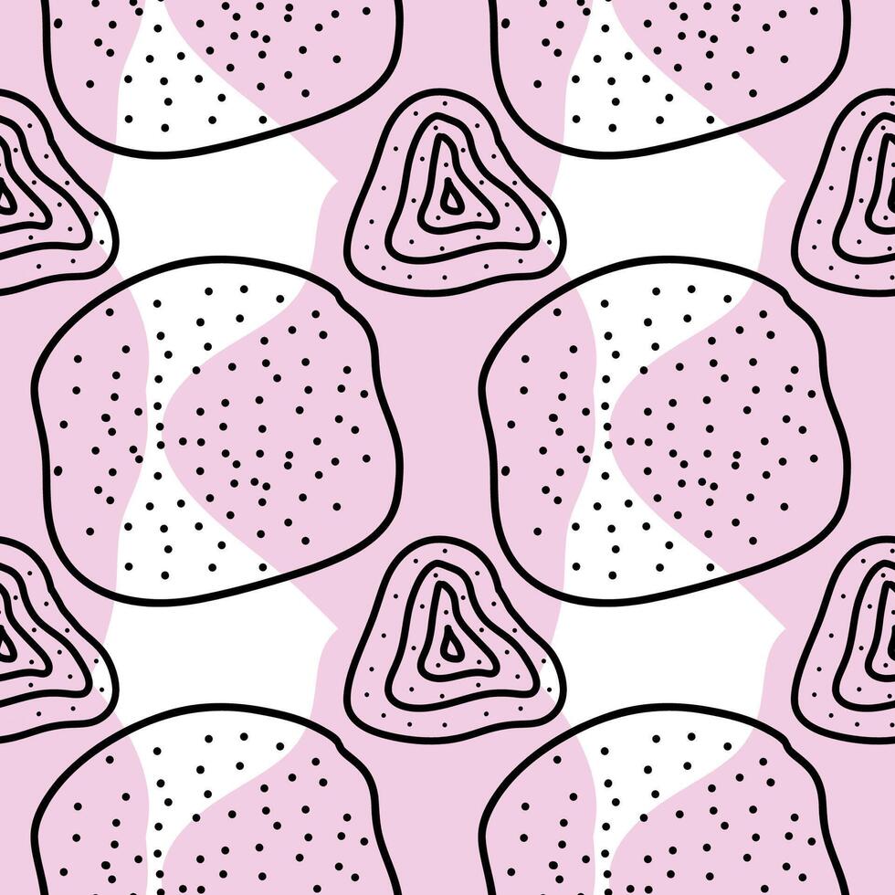 6Spots, lines, dots. A seamless pattern of minimalist, trendy, hand-drawn abstract elements for your designs. vector