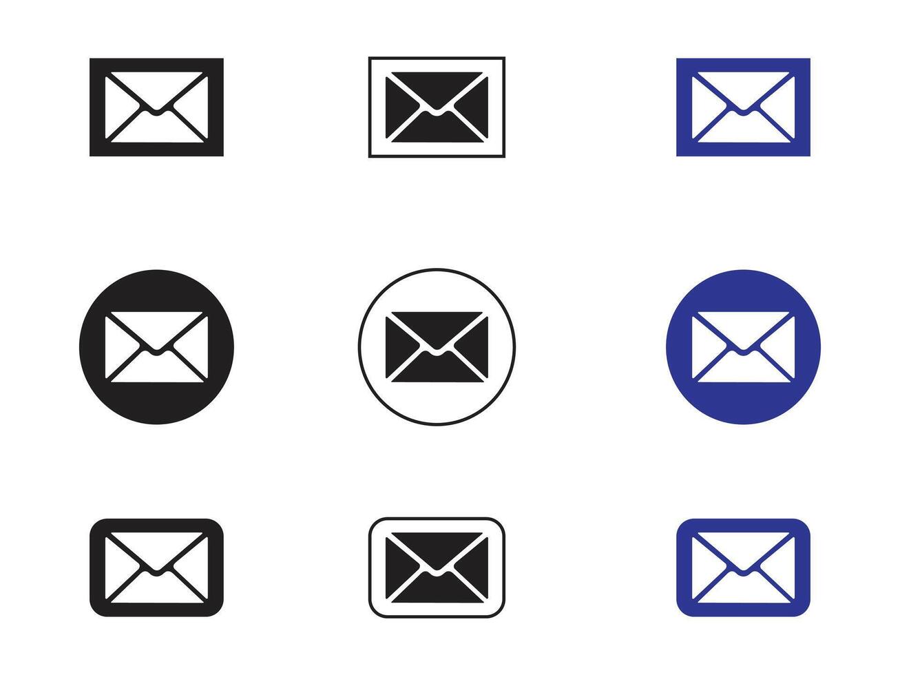 Email icon solid and outline illustration, pictogram isolated on white design element. Envelope icon stroke icon simple black style. vector