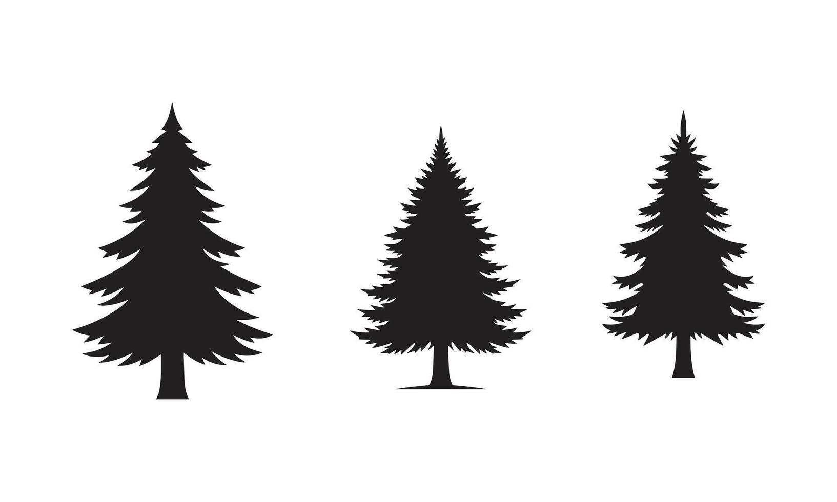 Three silhouetted evergreen trees with adobe illustrator icon on a white background vector