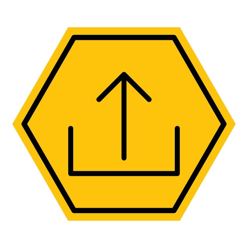 Abstract yellow and black hexagon upload line flat icon design vector