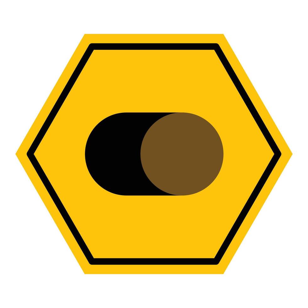 Abstract yellow and black hexagon toggle switcher line flat icon design vector