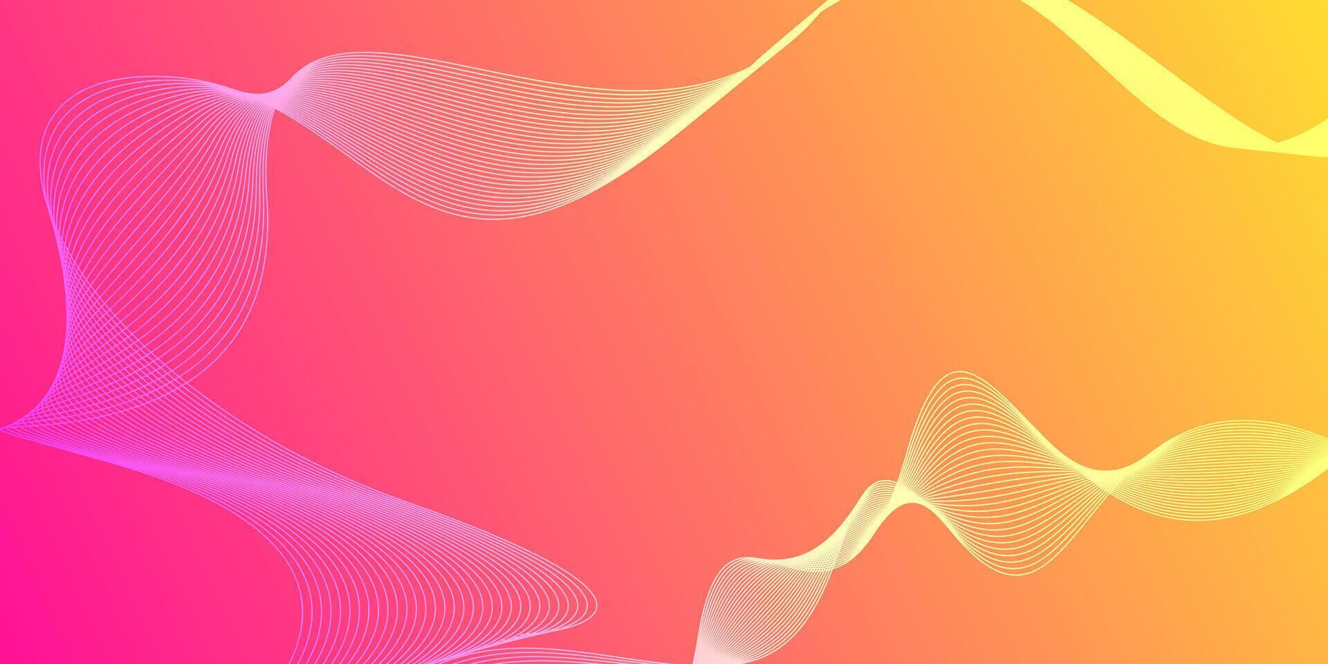Dynamic abstract background with Modern pink orange gradient wave lines. vector