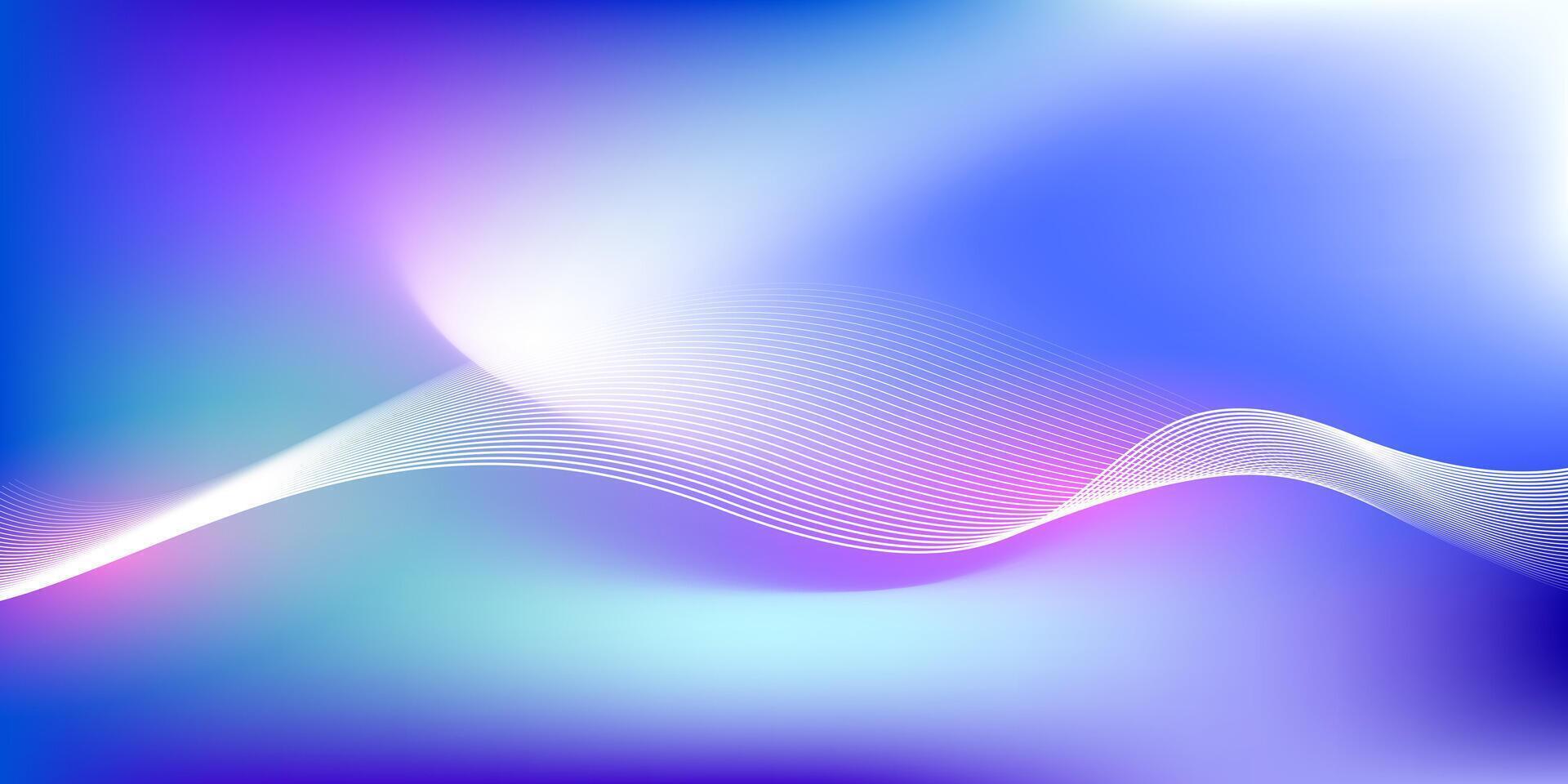 Abstract blue gradient background with shining lines waves.Minimalist background for banner. vector