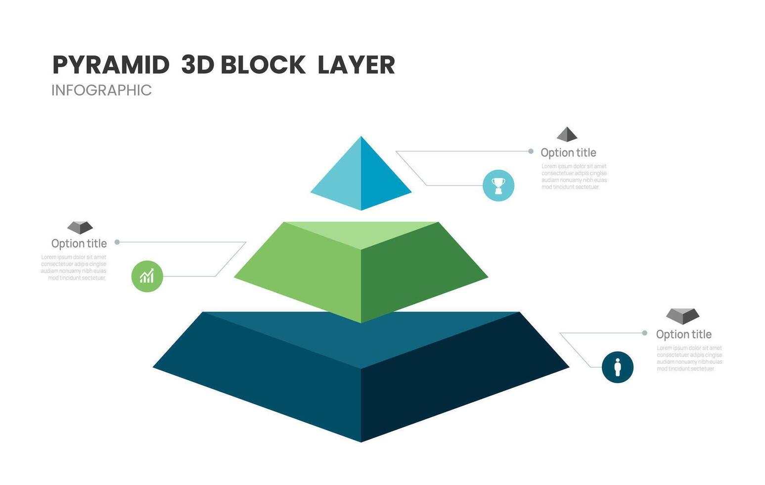 3d pyramid block layers business infographic template with 3 steps template. vector