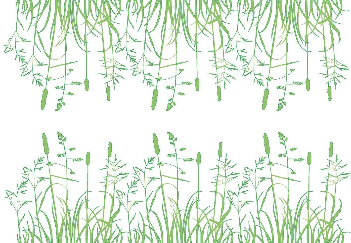 Seamless pattern with wild grass and green leaves. Abstract pattern of spring and summer grass. Green and white background for wallpaper, fabric, packaging vector