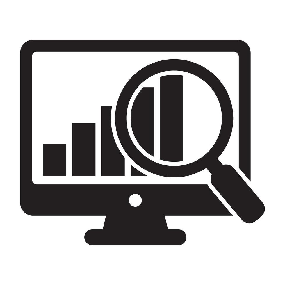 Screen Icon Representing Online Data Analysis, Reports, and Search Tools vector