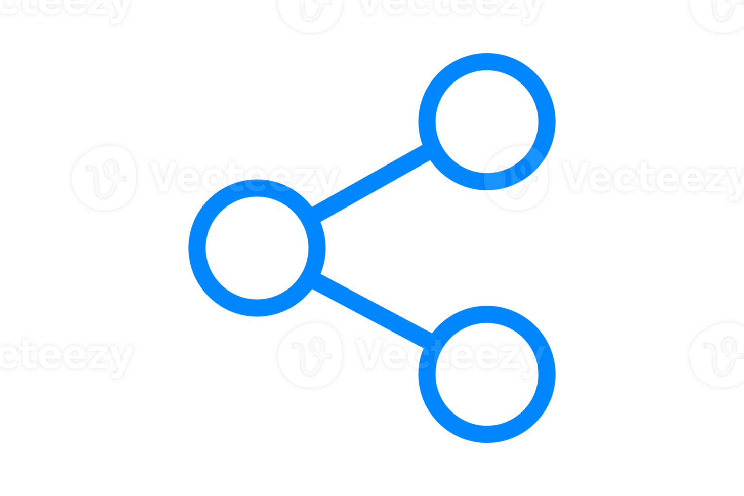 Simple blue line art icon representing a share or connection concept with three interconnected nodes, isolated on transparent background png