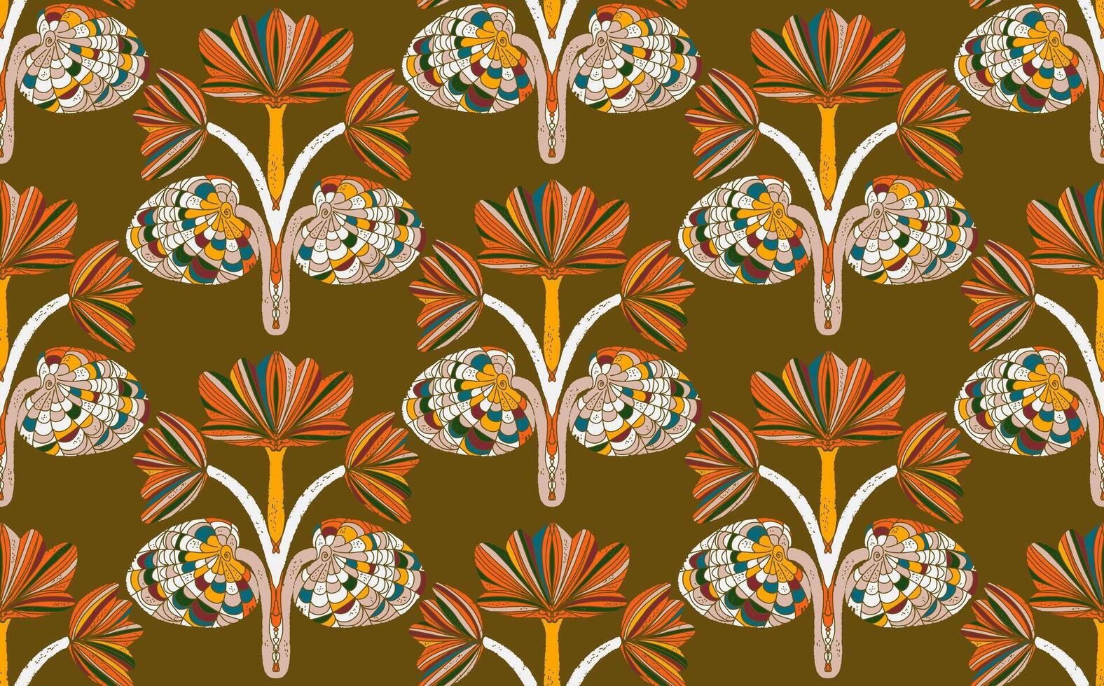 a pattern with a palm, tree and leaves vector