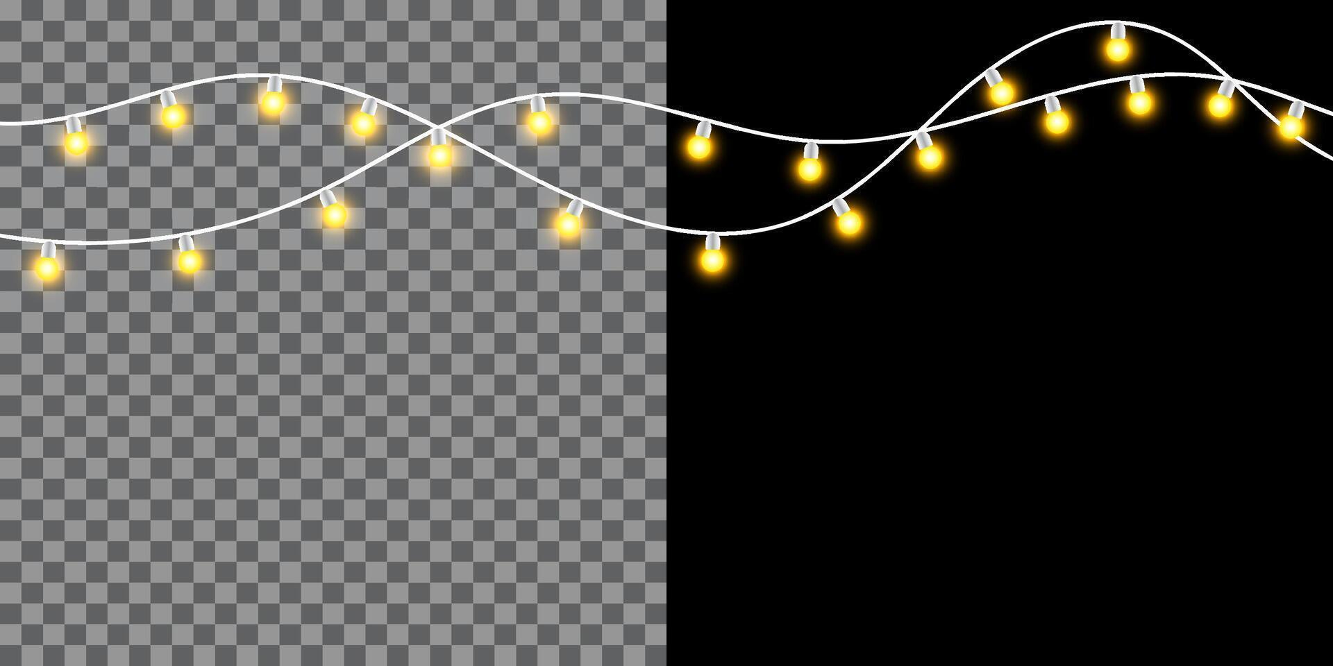 Glowing string lights on dark background vector