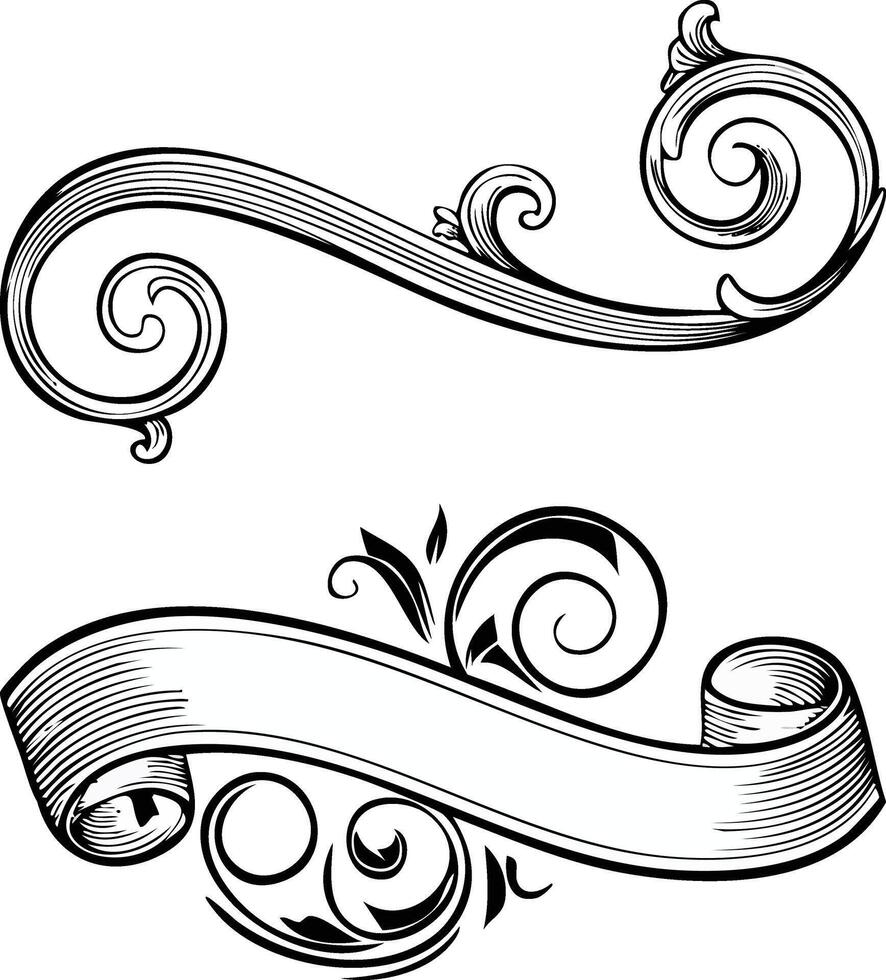 Vintage scroll divider featuring elegant curls minimal line art suitable for classic decorative layout embellishment projects vector