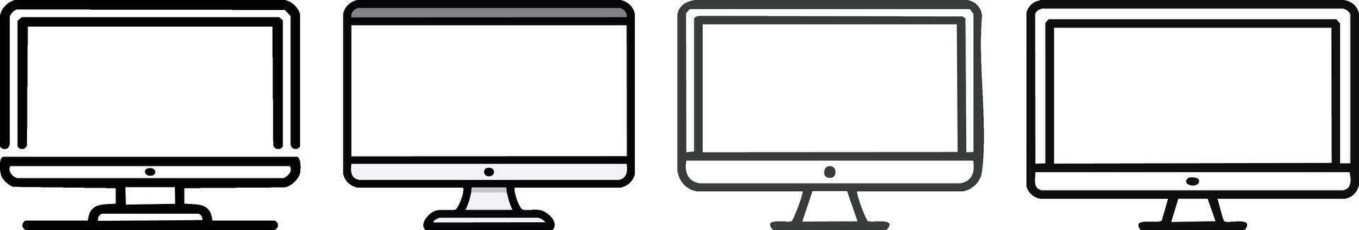 Display screen icon with bold rectangular outline depicting modern monitor design in simple monoline style vector