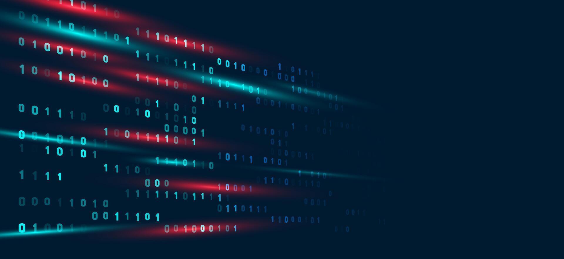 Binary Data Flow Abstract Digital Technology Background 0, 1 vector