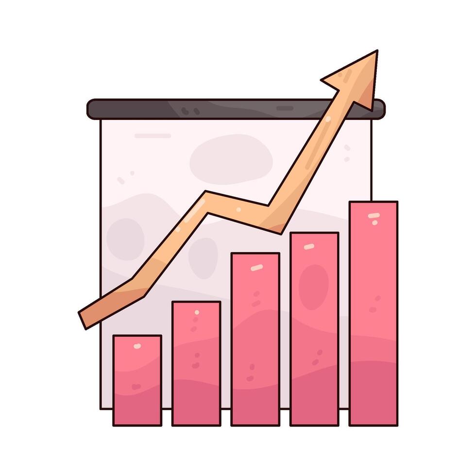 bar grafico con flecha señalando hacia arriba vector