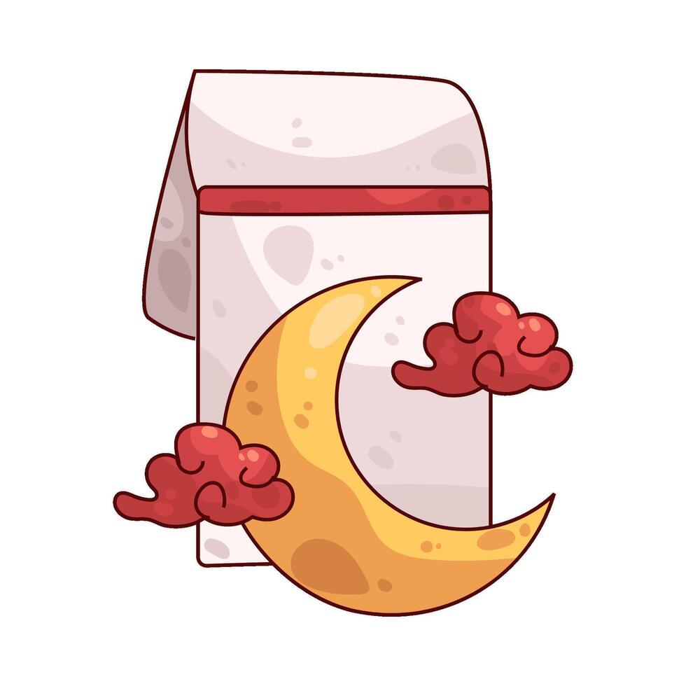 Crescent Moon and Red Clouds Illustration vector