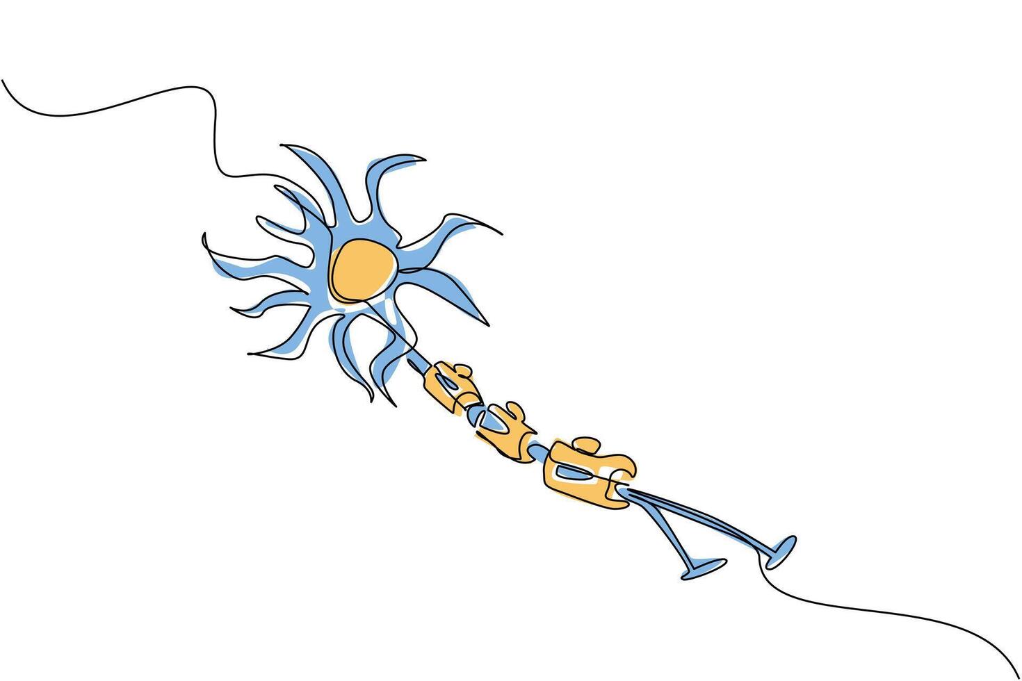 Single continuous line drawing multiple sclerosis nerves. Autoimmune disease disorders. Attacks healthy nerve cells. Symptom. Sick. World Multiple Sclerosis Day. One line design illustration vector