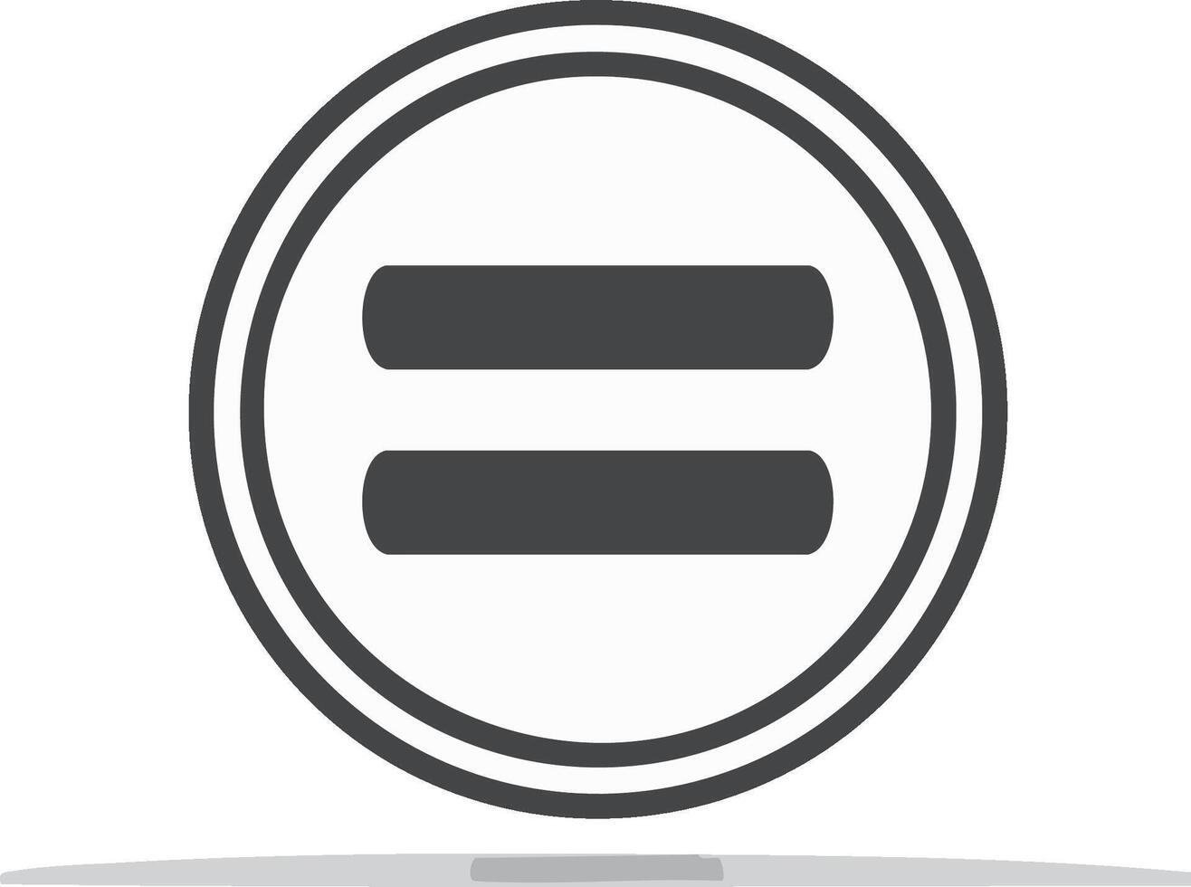 Simple black equals sign icon symbol inside a double lined circle representing math equivalence and balance concept vector