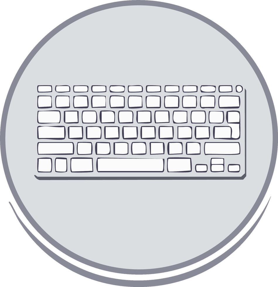 Minimalist Computer Keyboard Icon Outline in Gray Circle vector