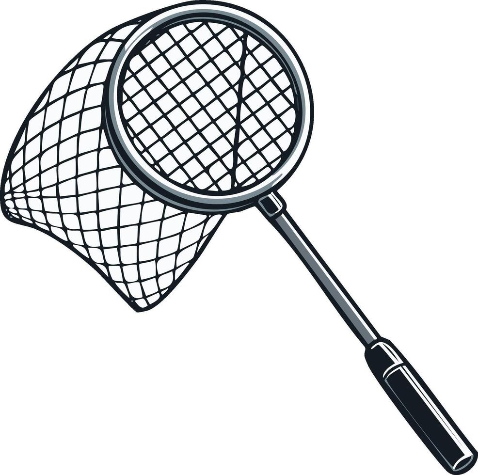 Illustration of a Handheld Fishing Net or Butterfly Net on a White Background vector