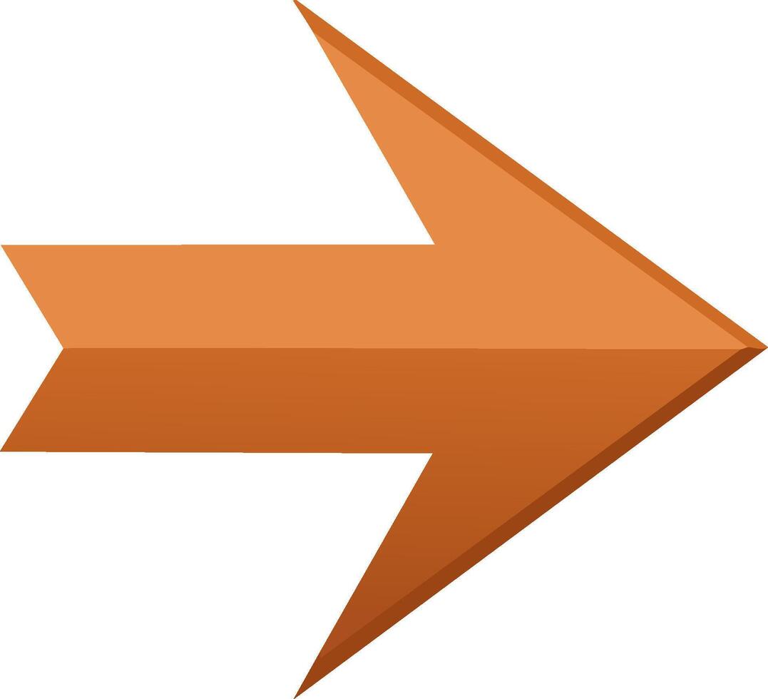 Simple Arrow Illustration Pointing Rightward in Bronze Color for Graphics and Designs vector