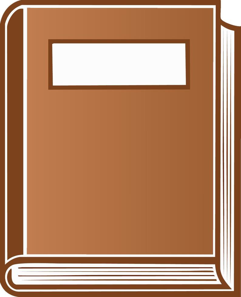 Closed brown book icon, standing upright in a simple minimalist design with blank white label, ideal for design vector