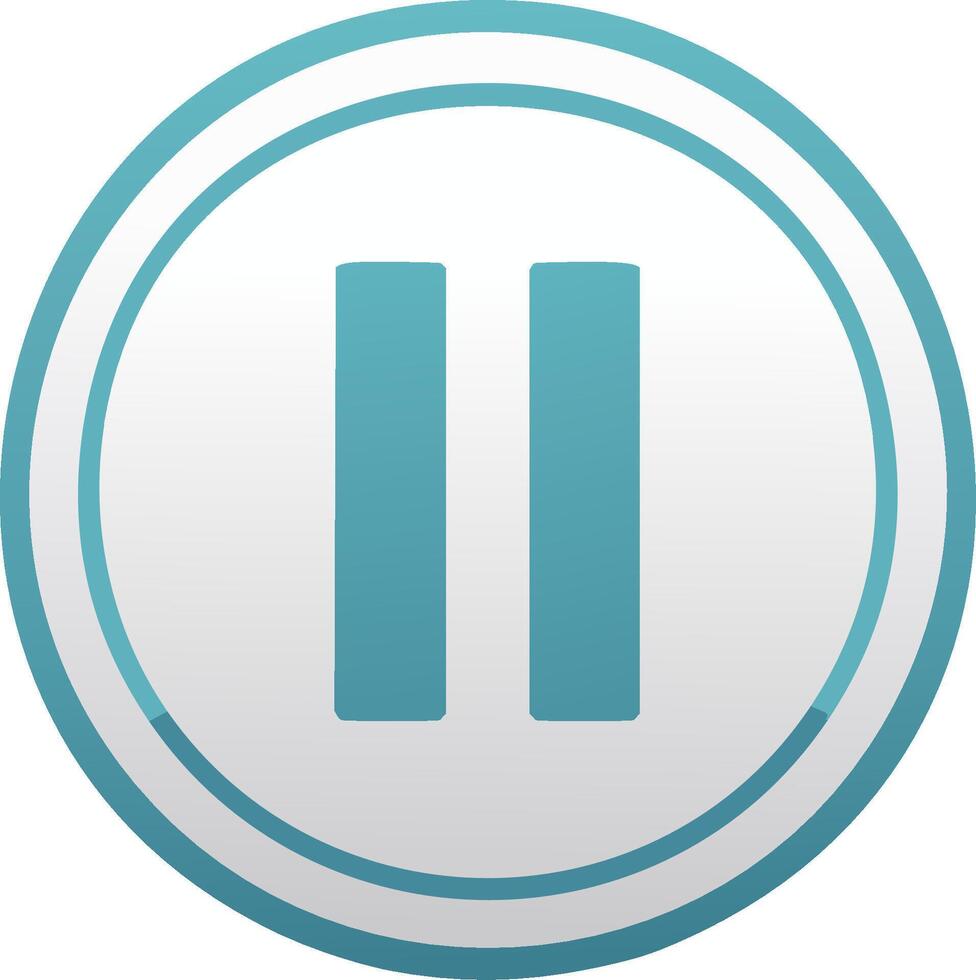 Pause button icon blue color circle for media player or audio signal vector