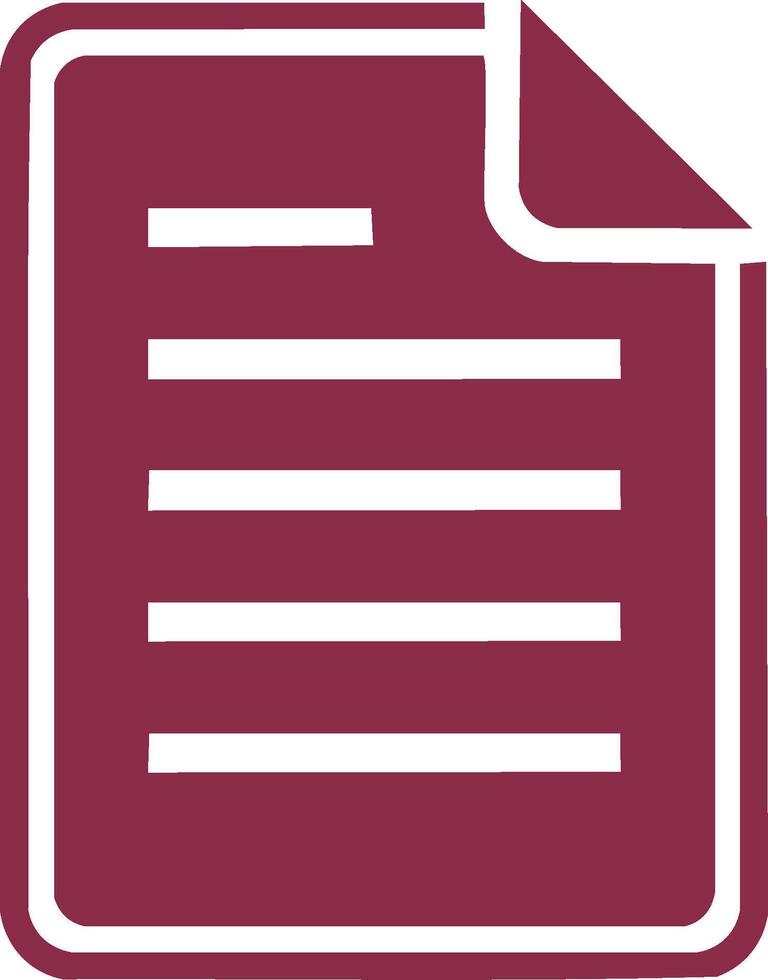 Simple document icon with folded corner representing file format or agreement in burgundy color vector
