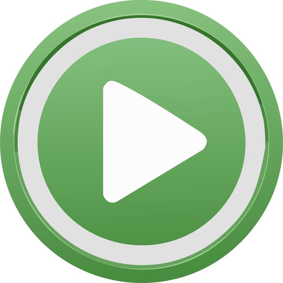 Green Circle with White Play Icon Graphic Button Press Start Playback Audio Control Media Interface vector
