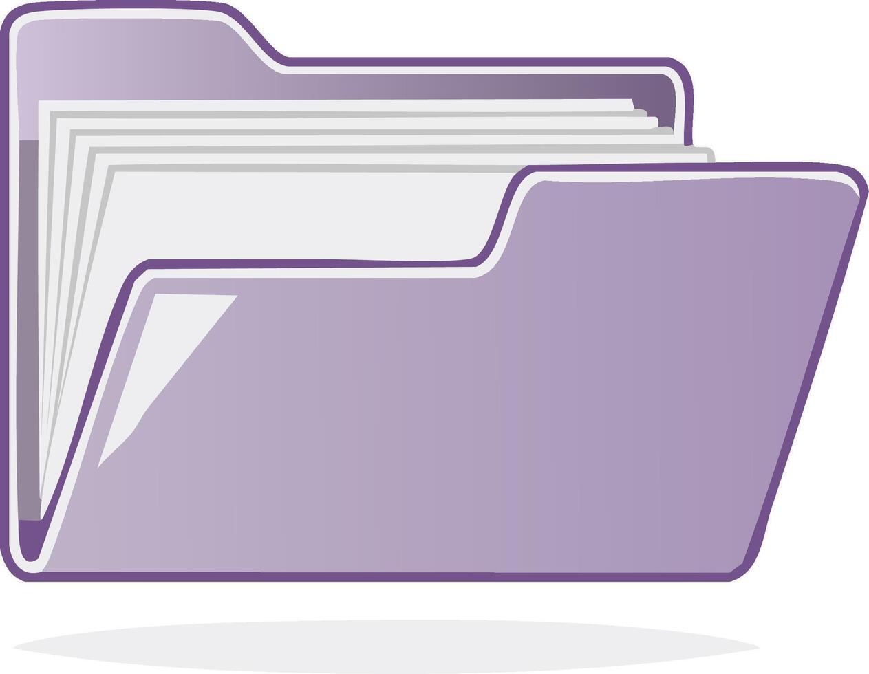 Illustrative Icon of an Open Folder with White Documents Inside for Data Storage and File Organization, Purple Color Isolated vector