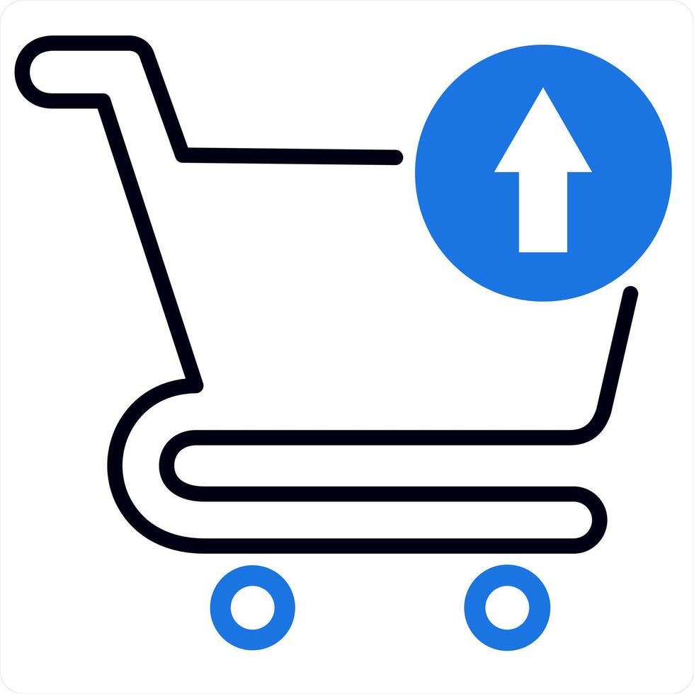 Add To Cart and cart icon concept in blue line color vector