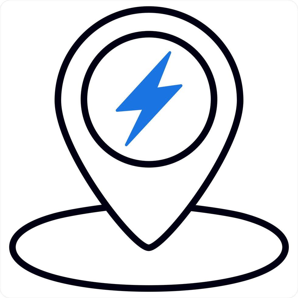 Location and pointer icon concept in blue line color vector