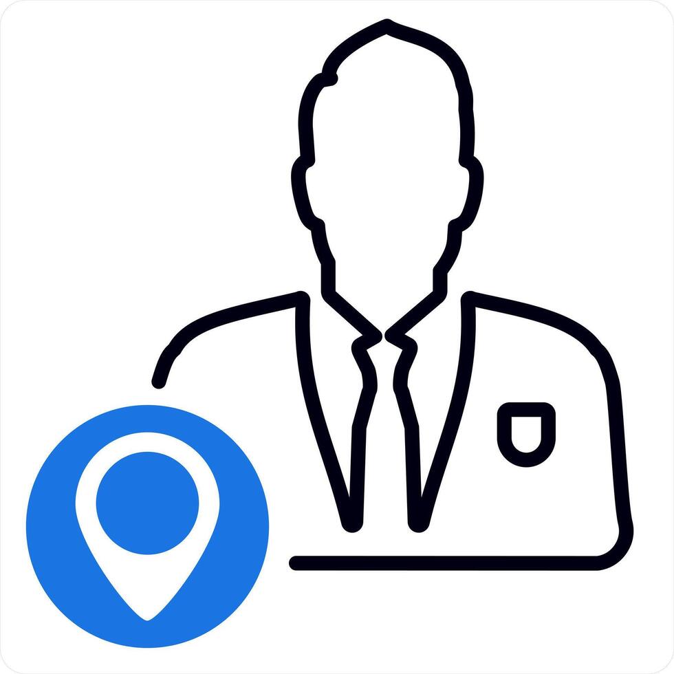 User Location and security icon concept in blue line color vector