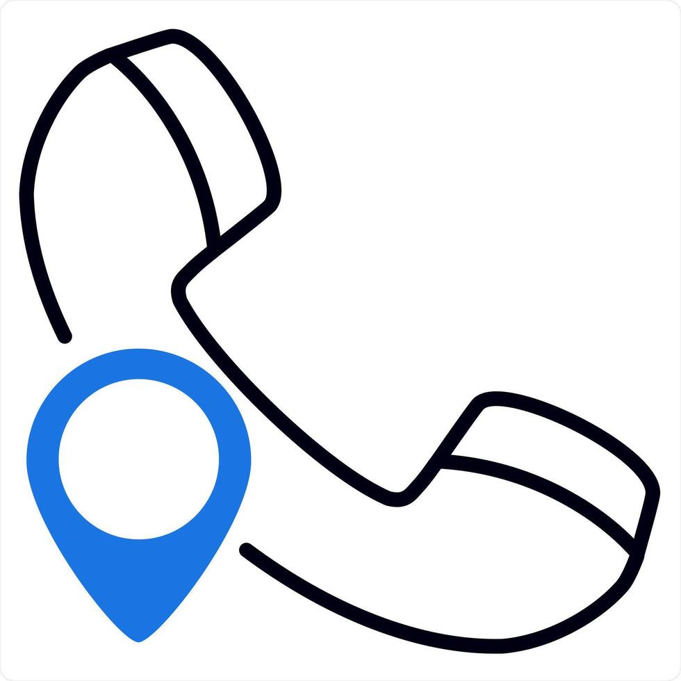 Call Location and calling icon concept in blue line color vector