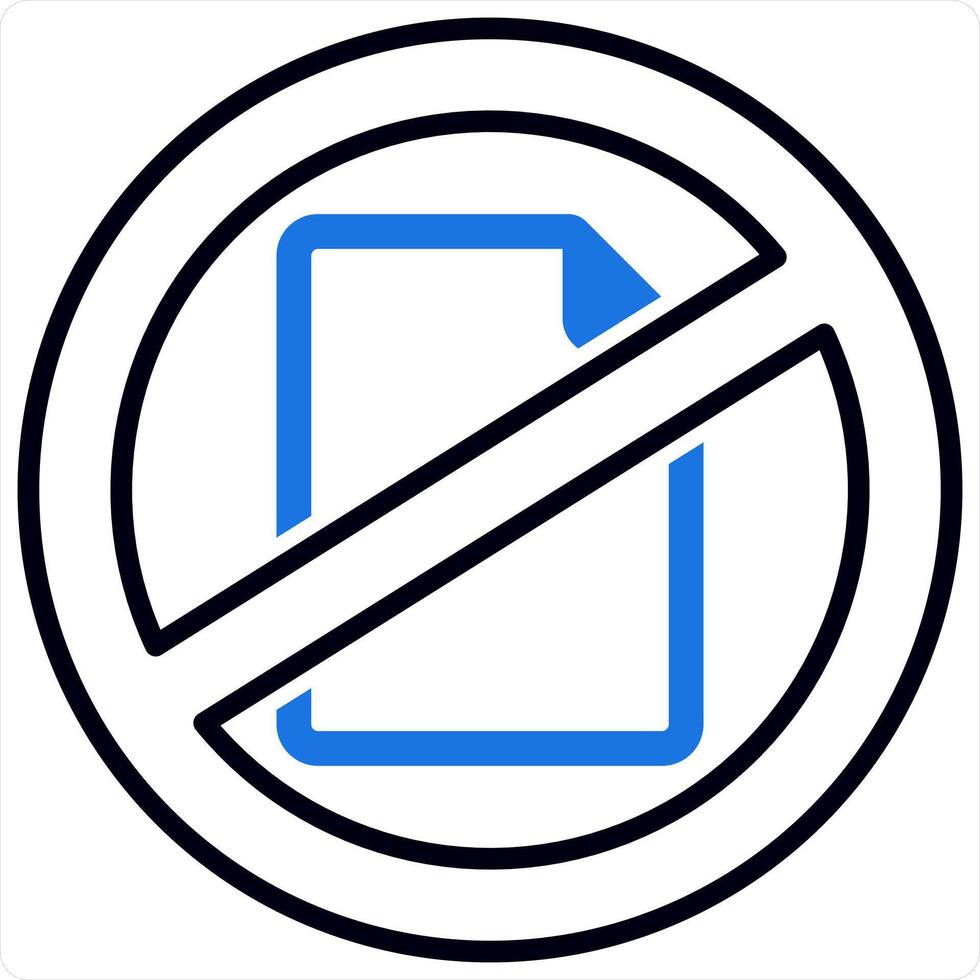Document Prohibited and File Concept in blue line color vector