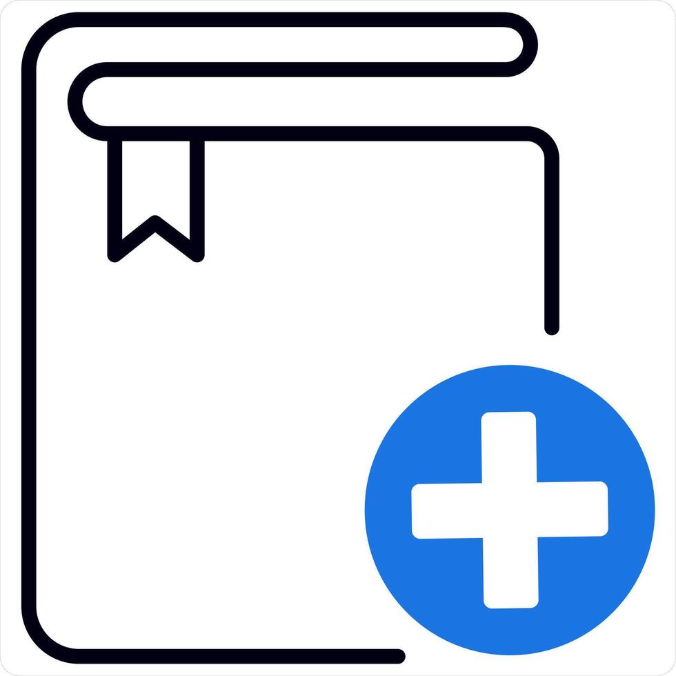 Add Book and Document Icon Concept in blue line color vector
