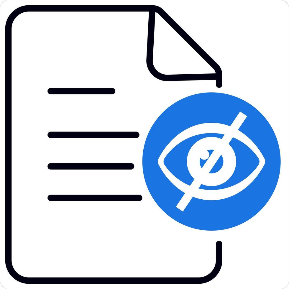 Invisible Document and Find Icon Concept in blue line color vector