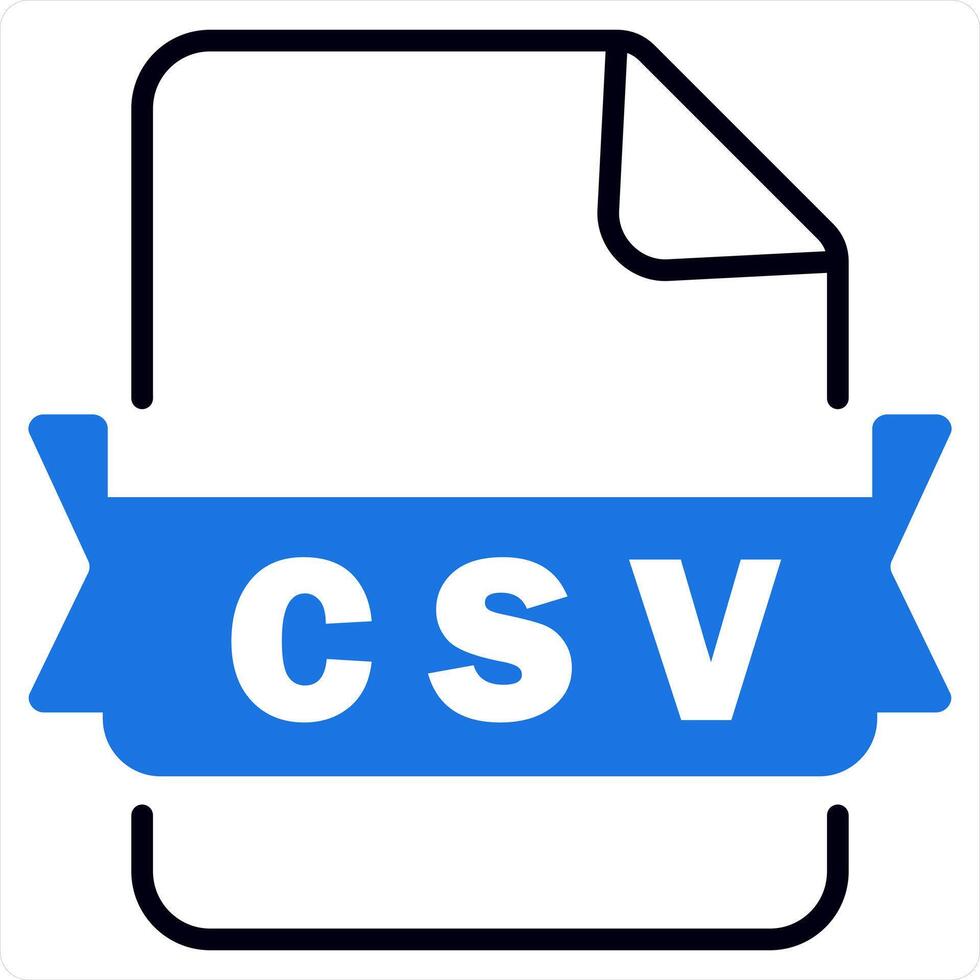 csv archivo y documento icono concepto en azul línea color vector