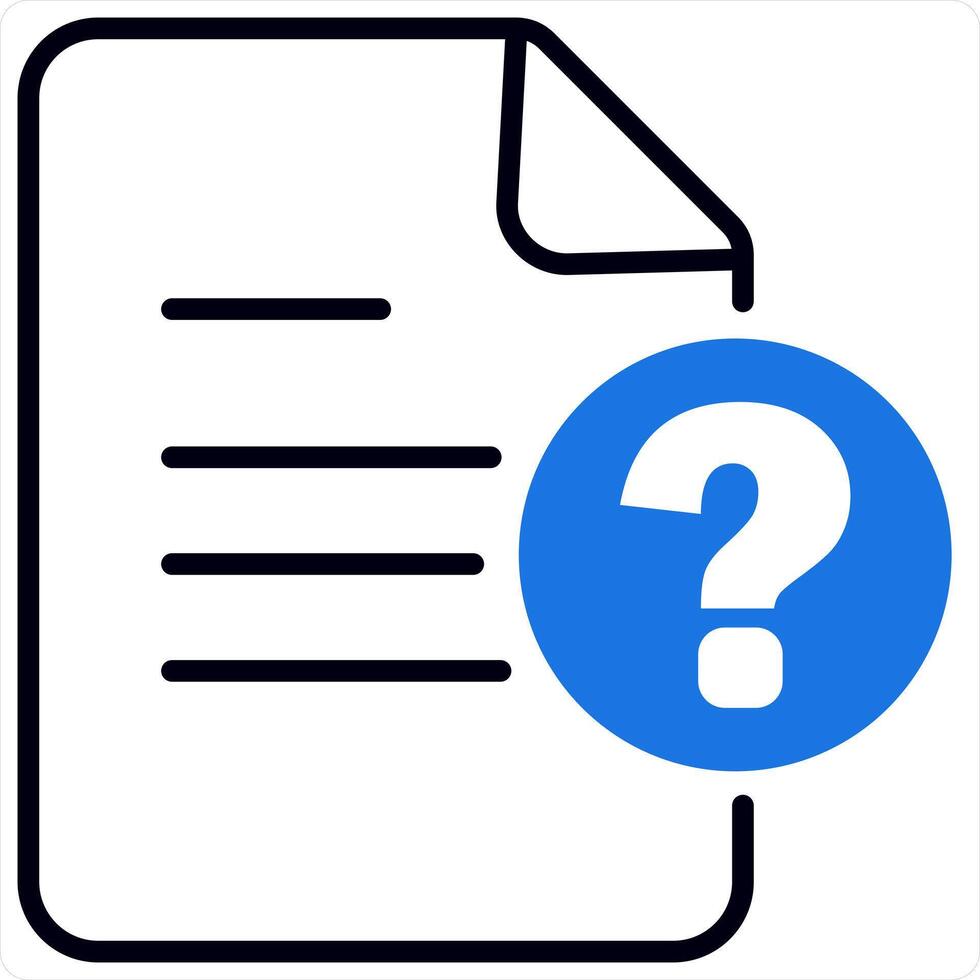 Page Query and Question Icon Concept in blue line color vector