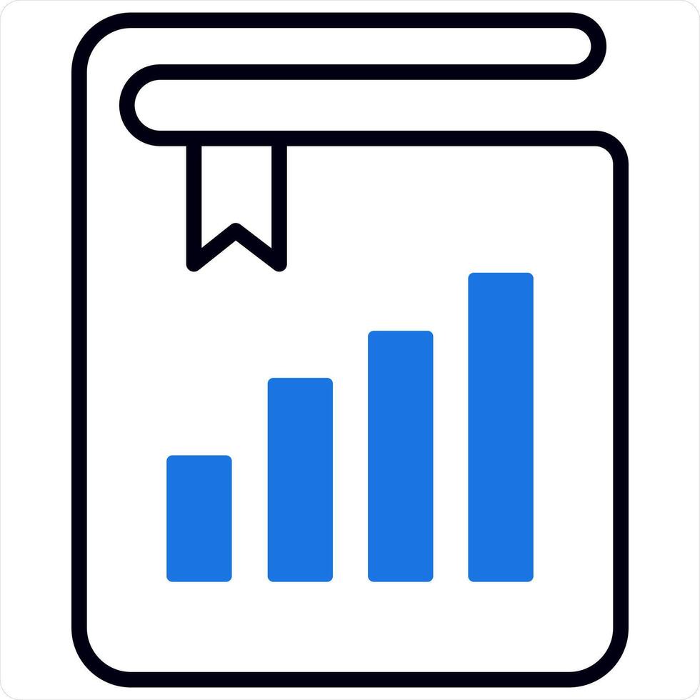 Graph Book and Report Icon Concept in blue line color vector