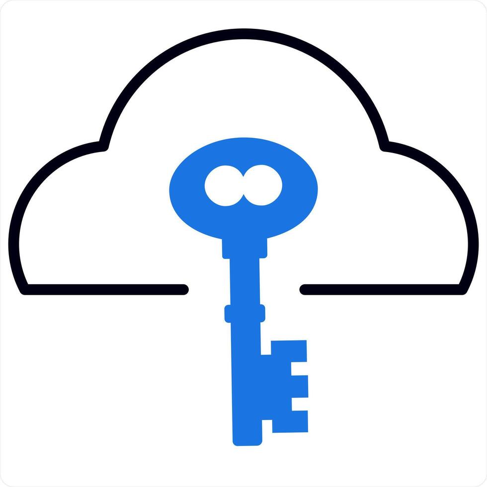 nube y informática icono en azul línea color vector