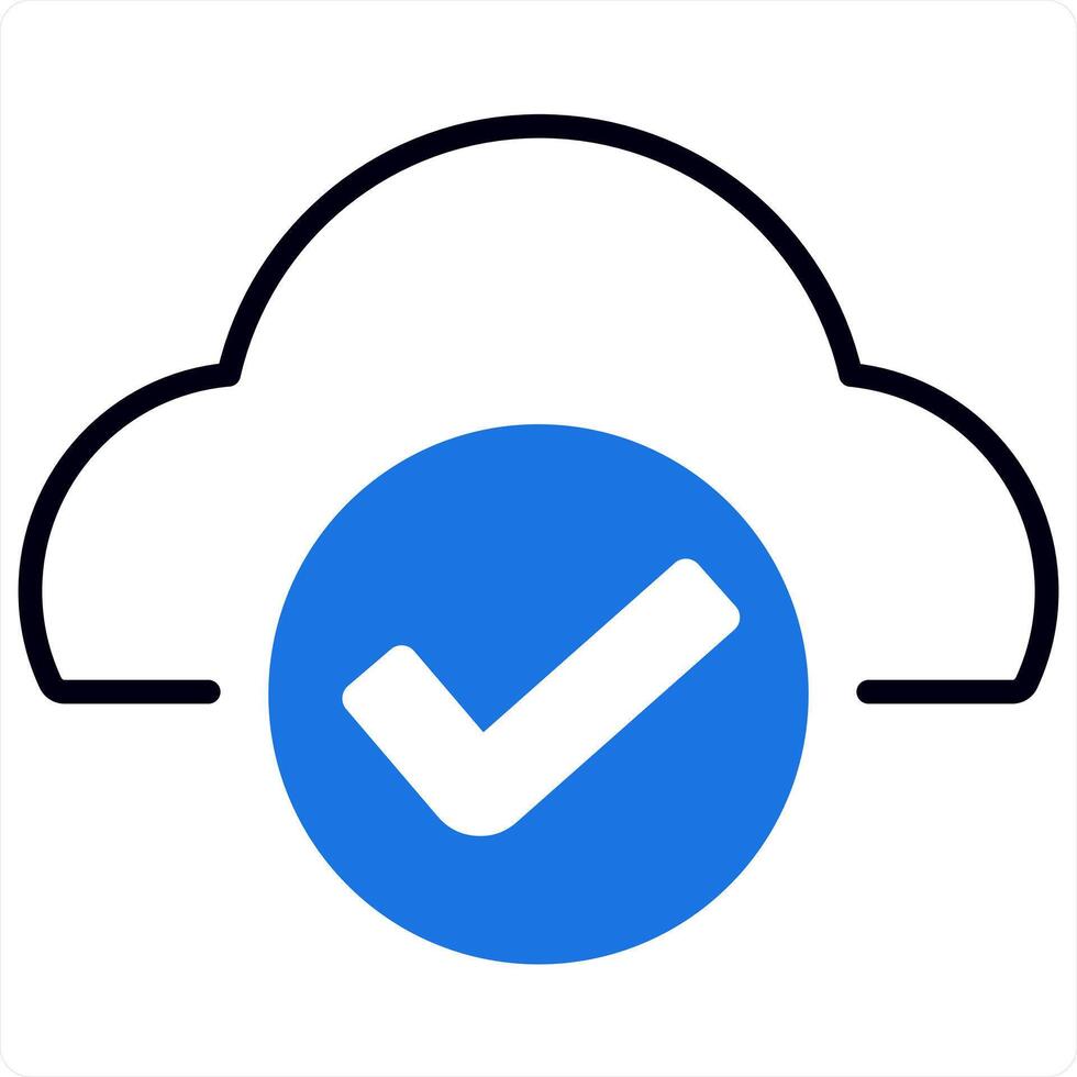 aprobar nube y informática icono concepto en azul línea color vector